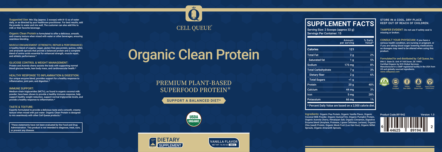 Organic Clean Protein 480g