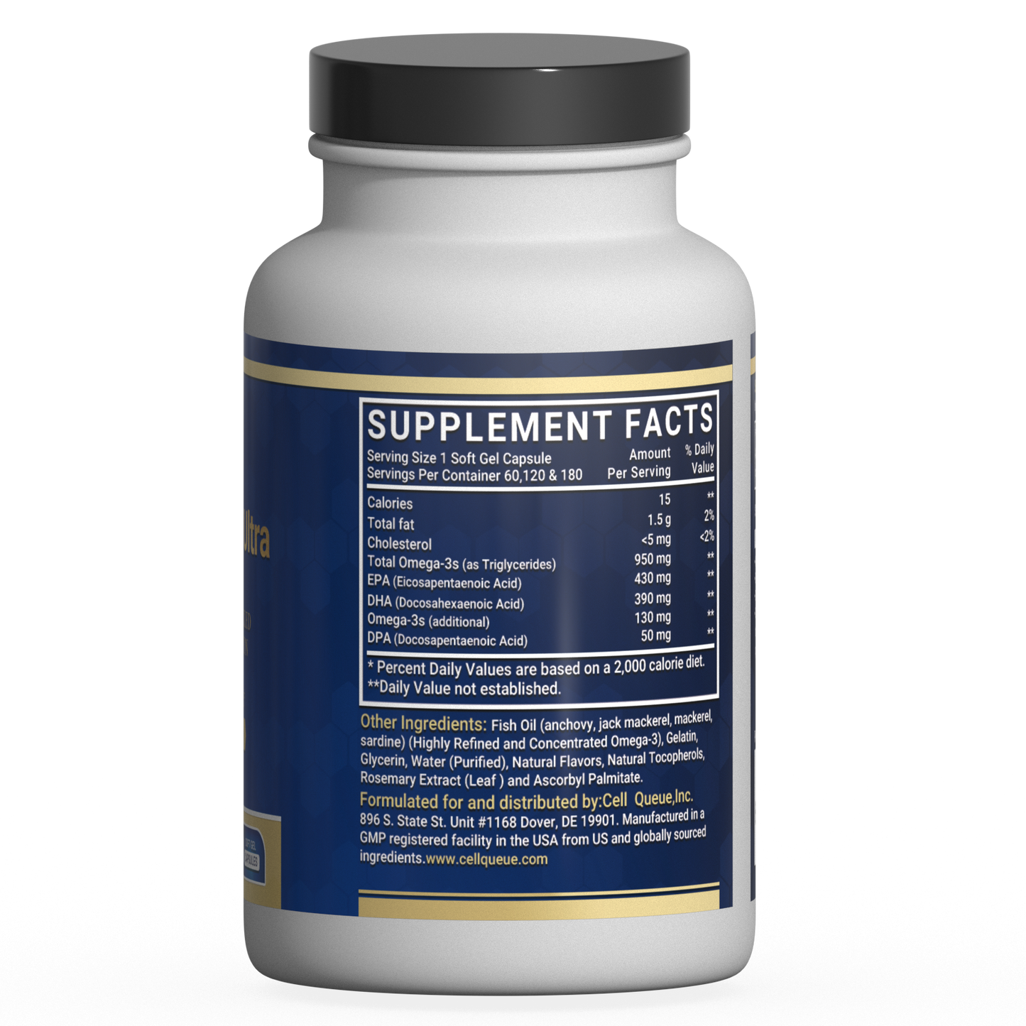 Pure Omega 3 Fish Oil Supplement - 820mg high-concentration