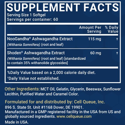 Premium Ashwagandha for Stress Relief, Cortisol Manager, Mood & Focus